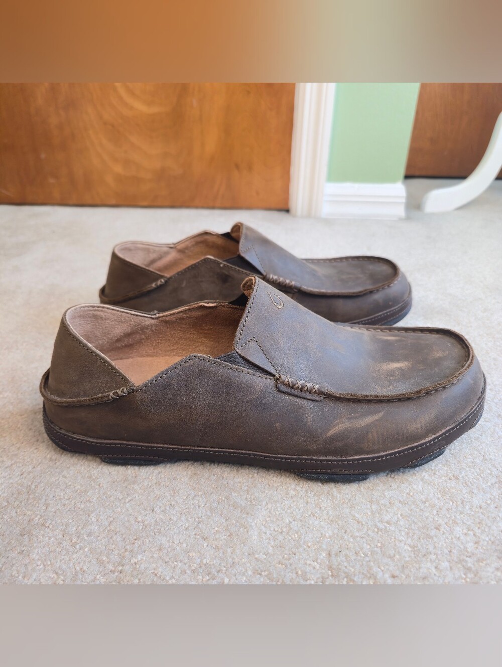 OluKai 10128 Moloa Slip-On Shoes for Men - Dark Toffee - 13 M